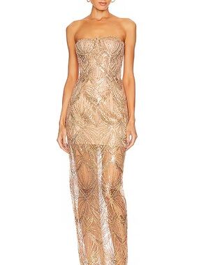 chinese dress ladies Dahlia Blush Strapless Sequin Maxi Dress